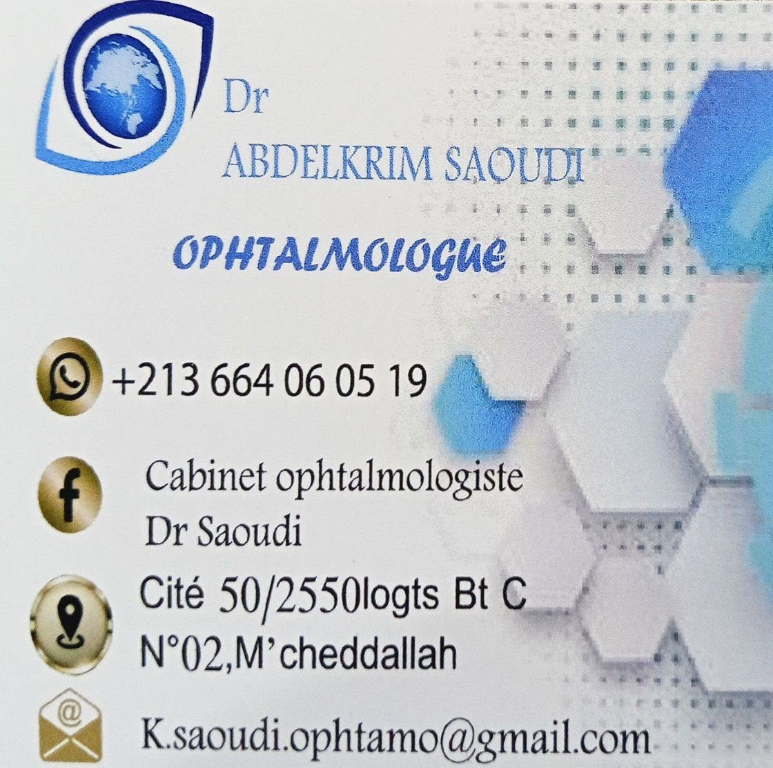 Carte professionnelle du Dr Abdelkrim Saoudi, ophtalmologue à M’Chedallah